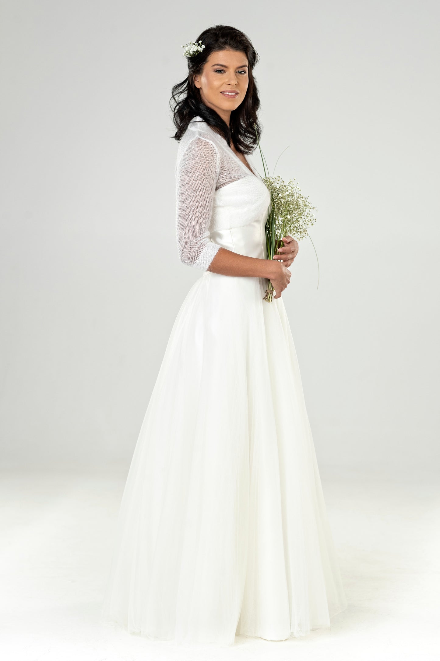 Wedding mohair bolero Ema - white