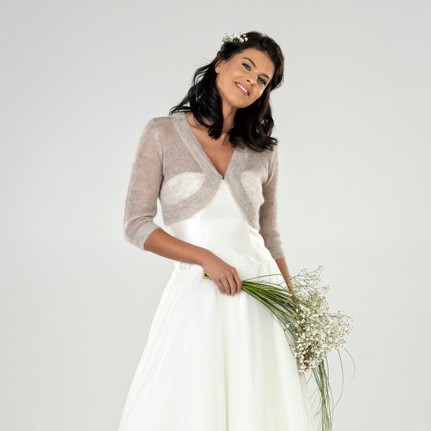 Wedding mohair bolero Ema - beige