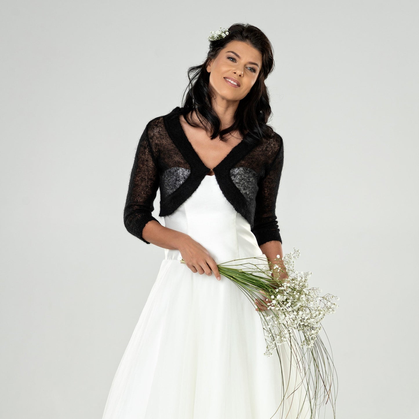 Wedding mohair bolero Ema - black