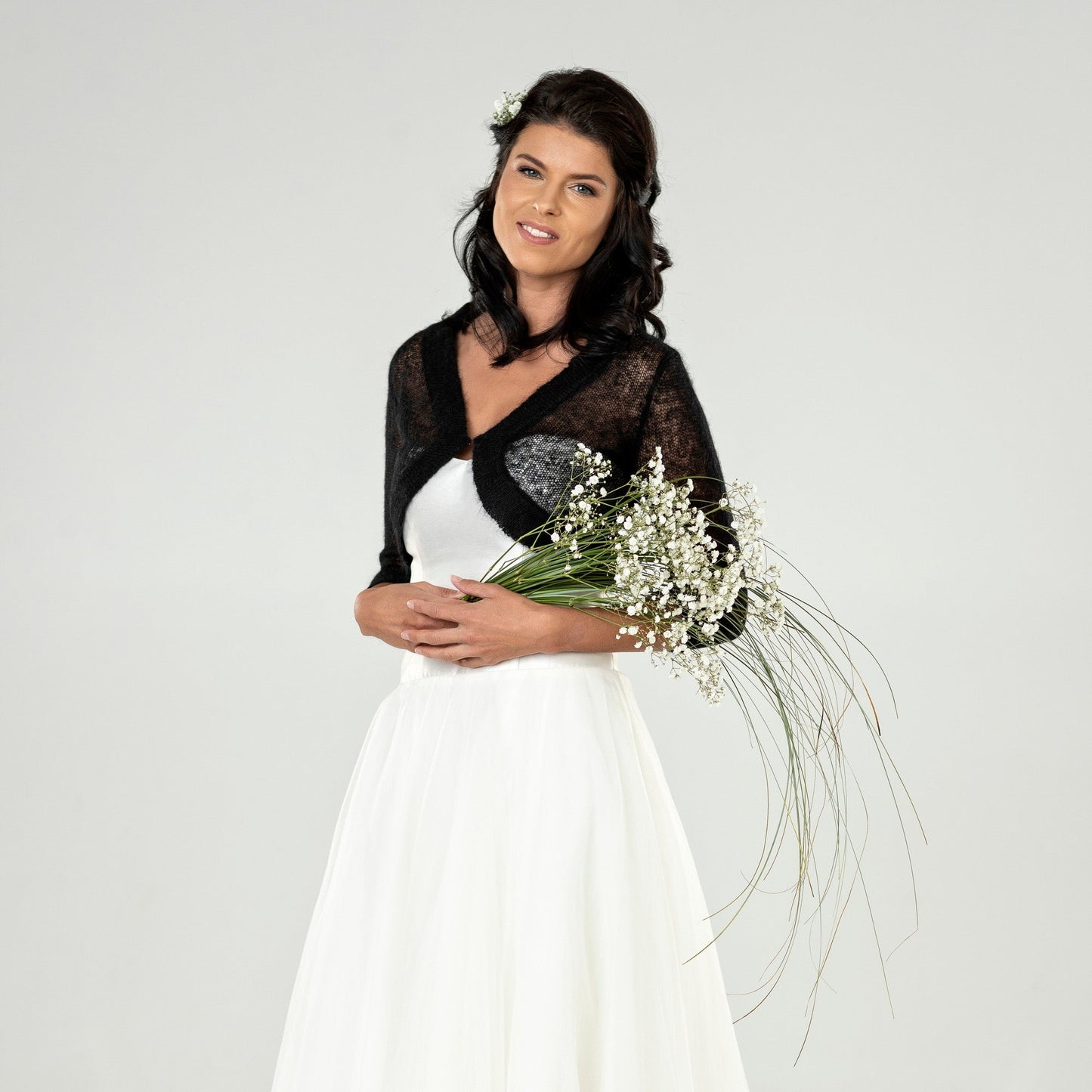 Wedding mohair bolero Ema - black