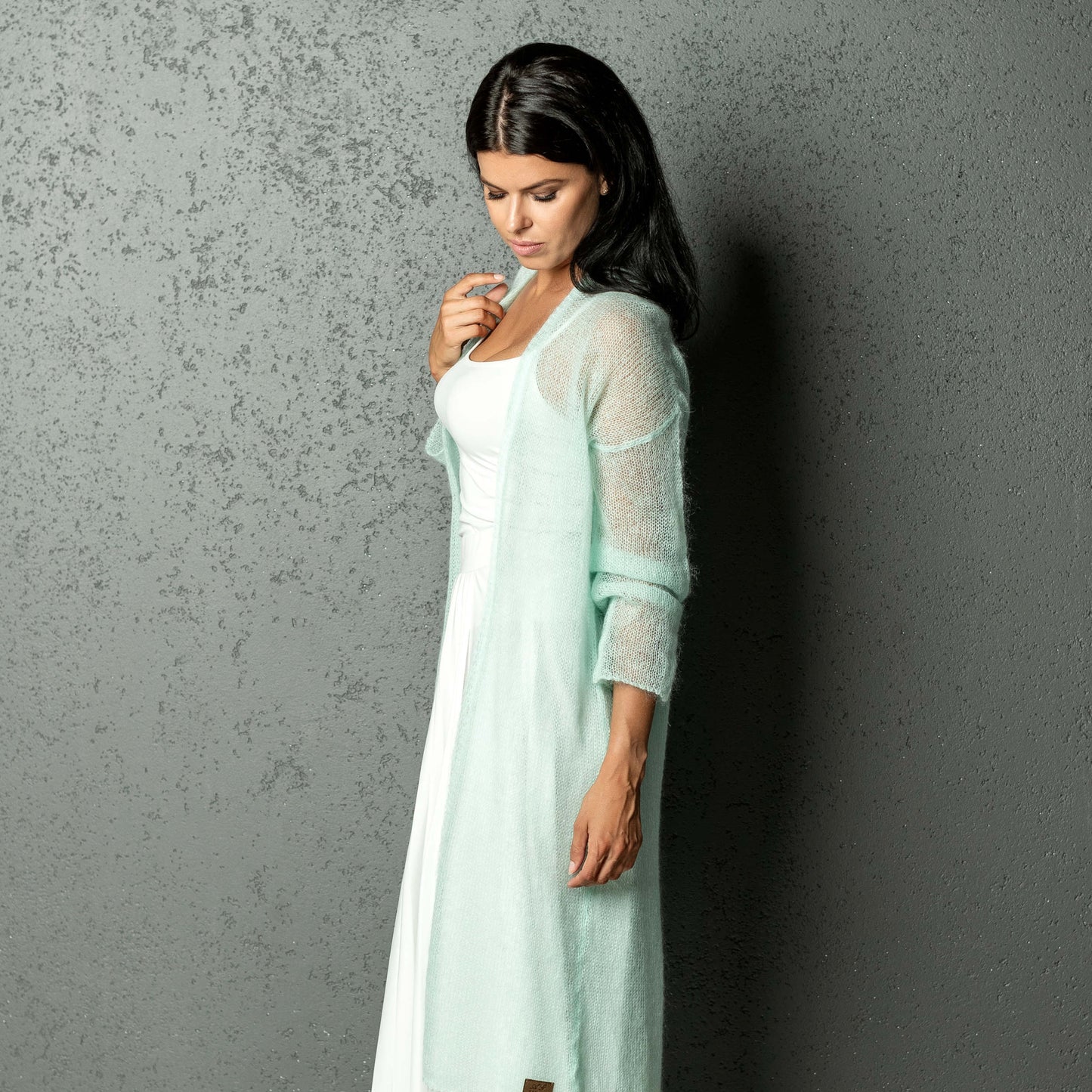Wedding knitted mohair cardigan Wind - mint
