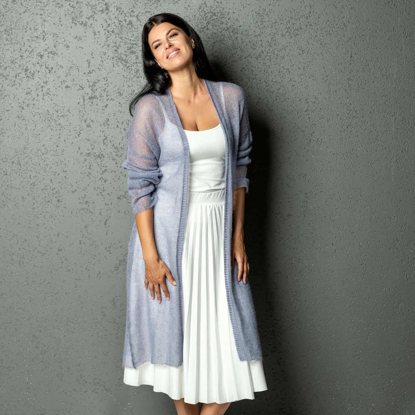 Wedding knitted mohair cardigan Wind - Mauve