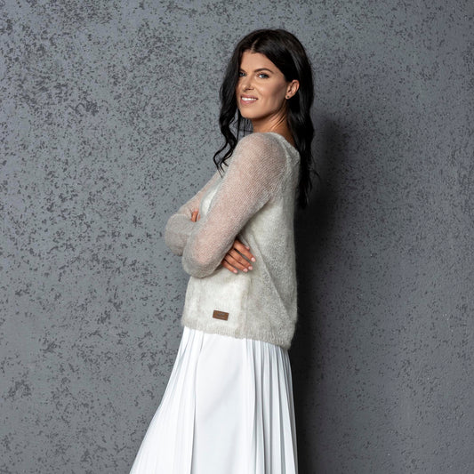 Knit lightweight mohair sweater pullover Adele - beige
