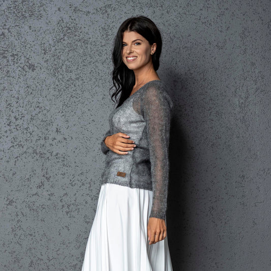 Bridal wedding mohair sweater Adele - gray