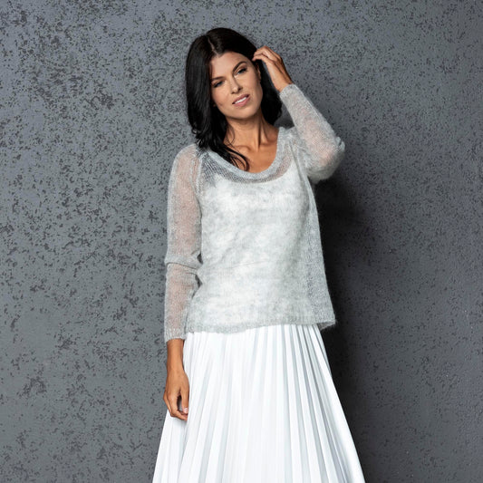 Bridal wedding mohair sweater Adele - light gray