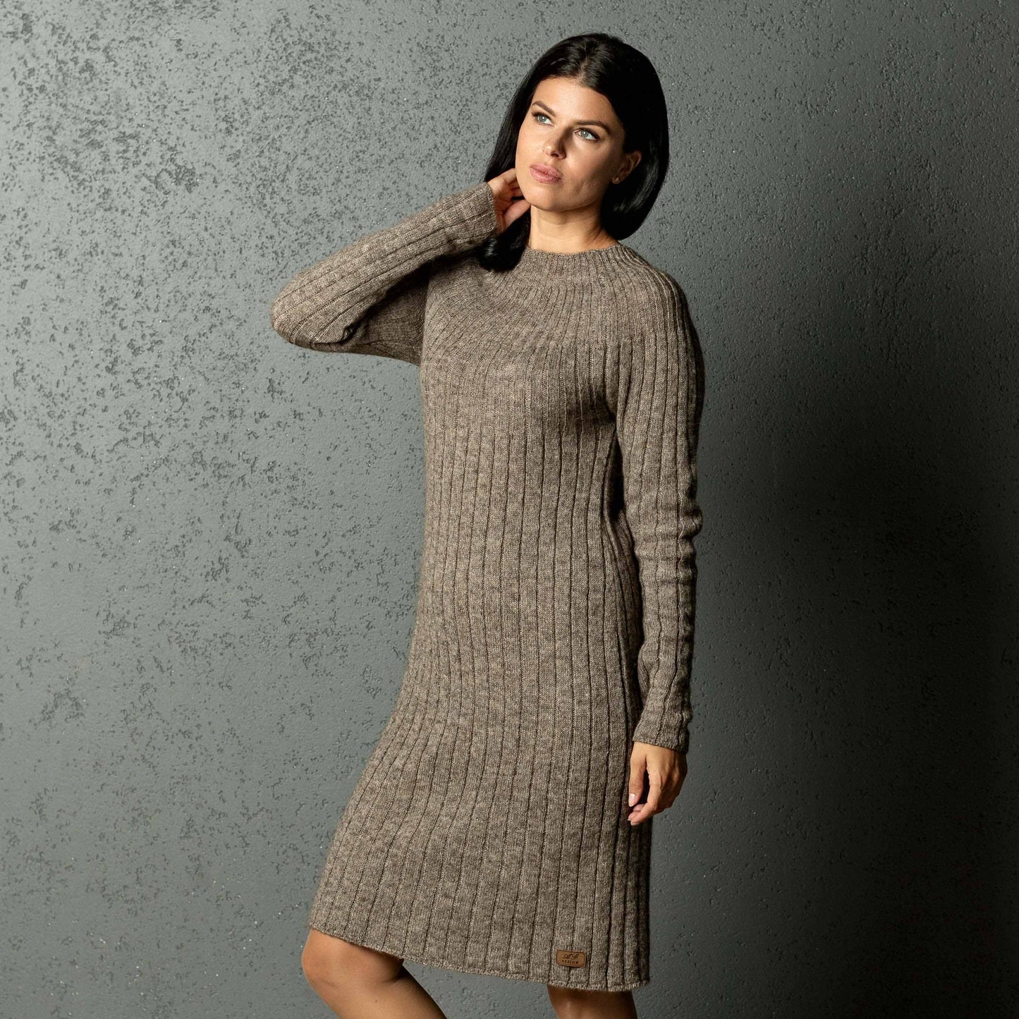 Alpaca wool knit dress Olivia - cocoa