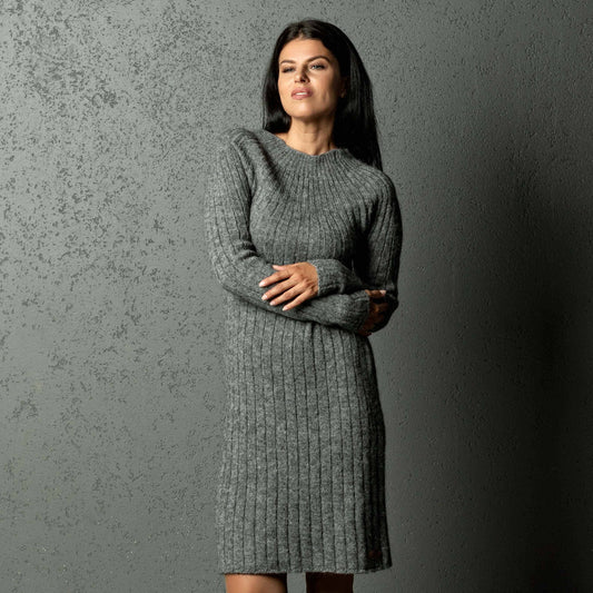 Alpaca wool knit dress Olivia - gray