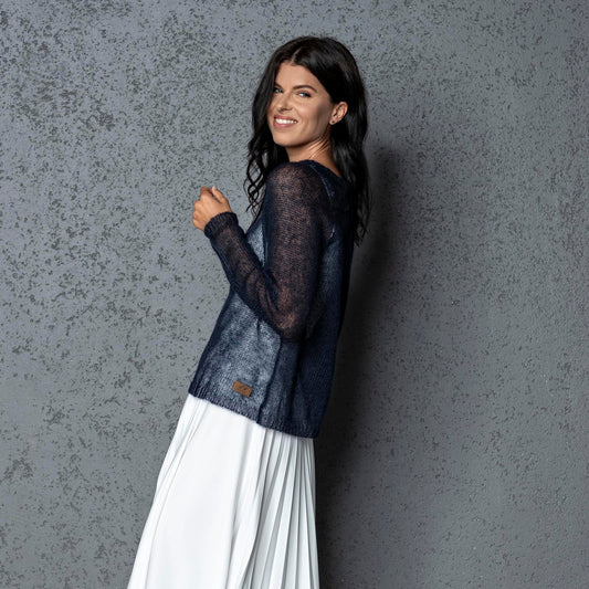 Bridal wedding mohair sweater Adele - dark blue