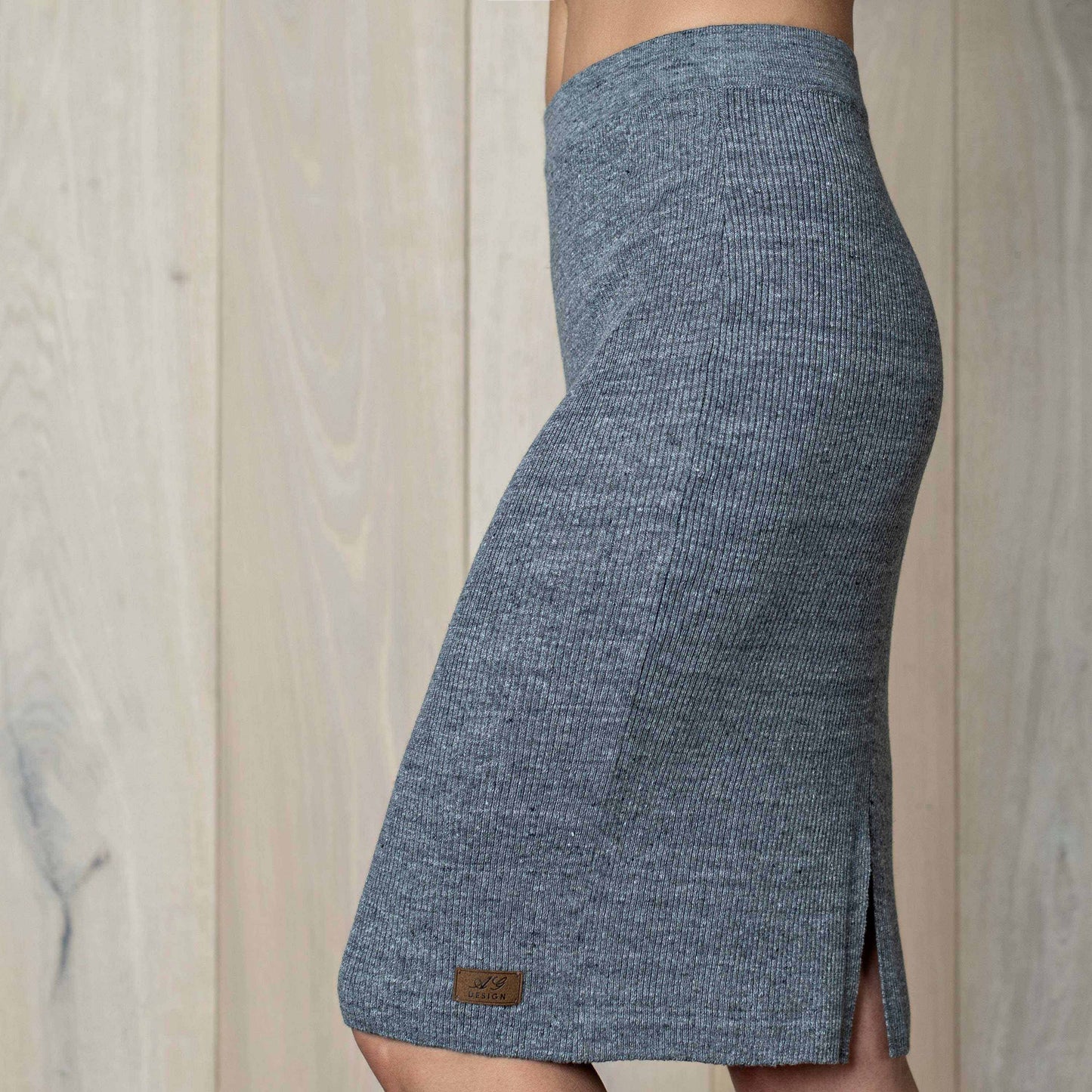 Linen thin skirt pencil Emily - gray