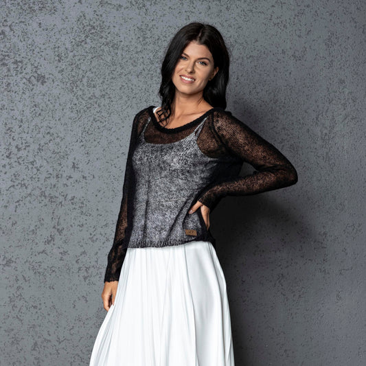 Bridal wedding mohair sweater Adele - black