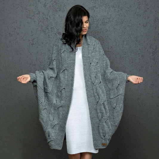 Knotty chunky knit cardigan oversized and forever go - light gray!