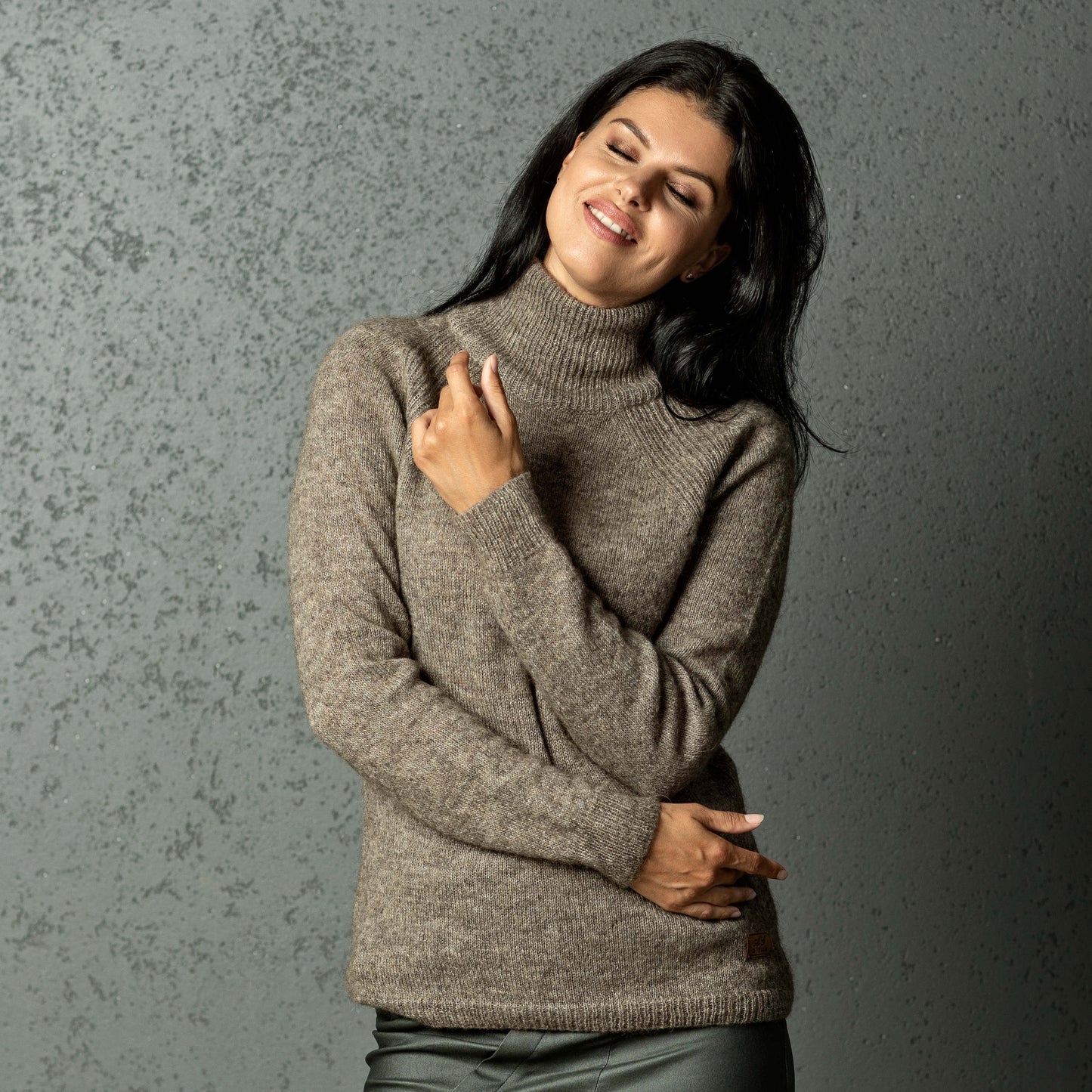 Alpaca wool knit sweater DREAM - cocoa