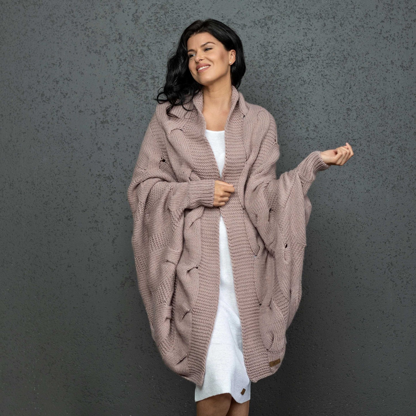 Knotty chunky knit cardigan oversized and forever go - ash rose!