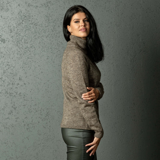 Alpaca wool knit sweater DREAM - cocoa