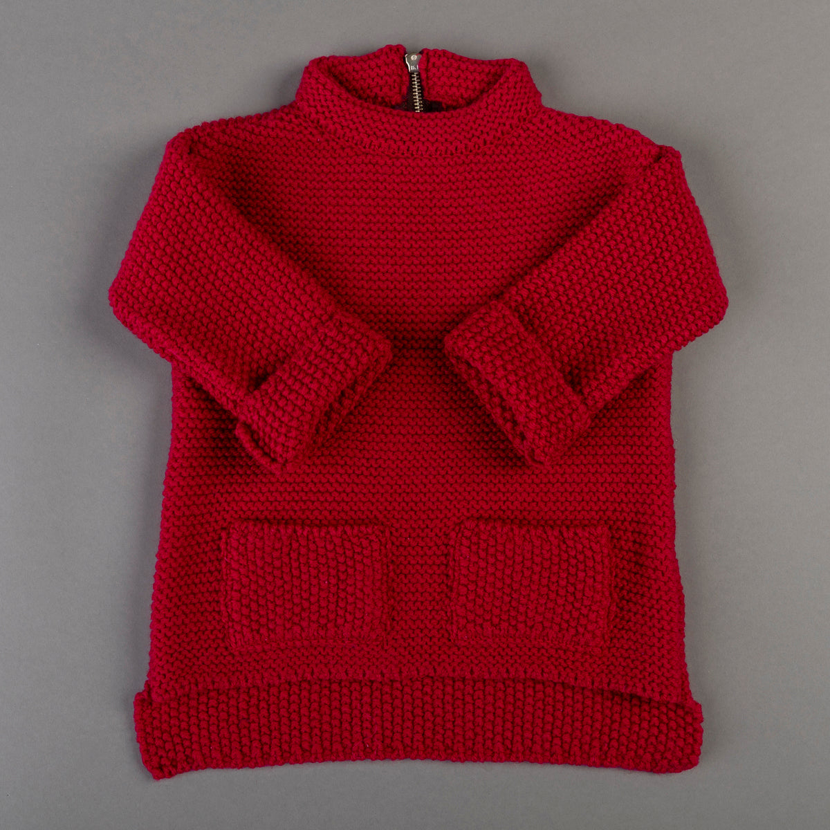 Kid wool alpaca sweater tunic - small grown up - red