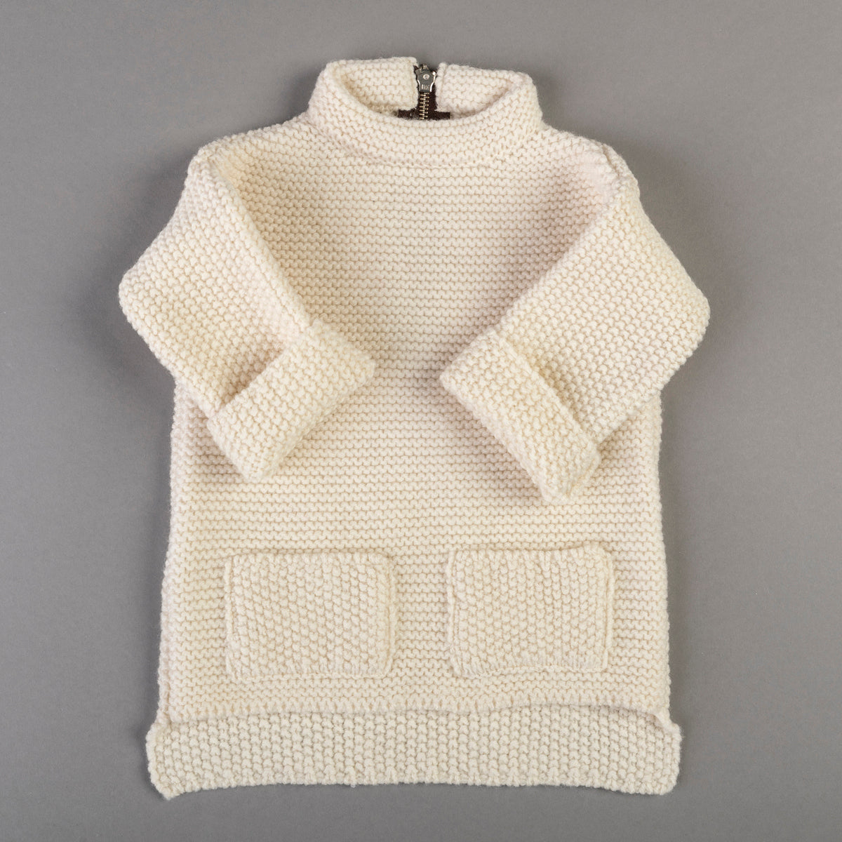 Kid wool alpaca sweater tunic - small grown up - white