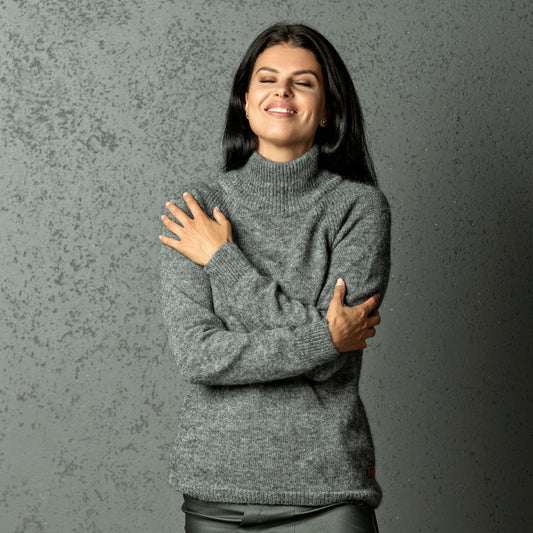 Alpaca wool knit sweater DREAM - gray