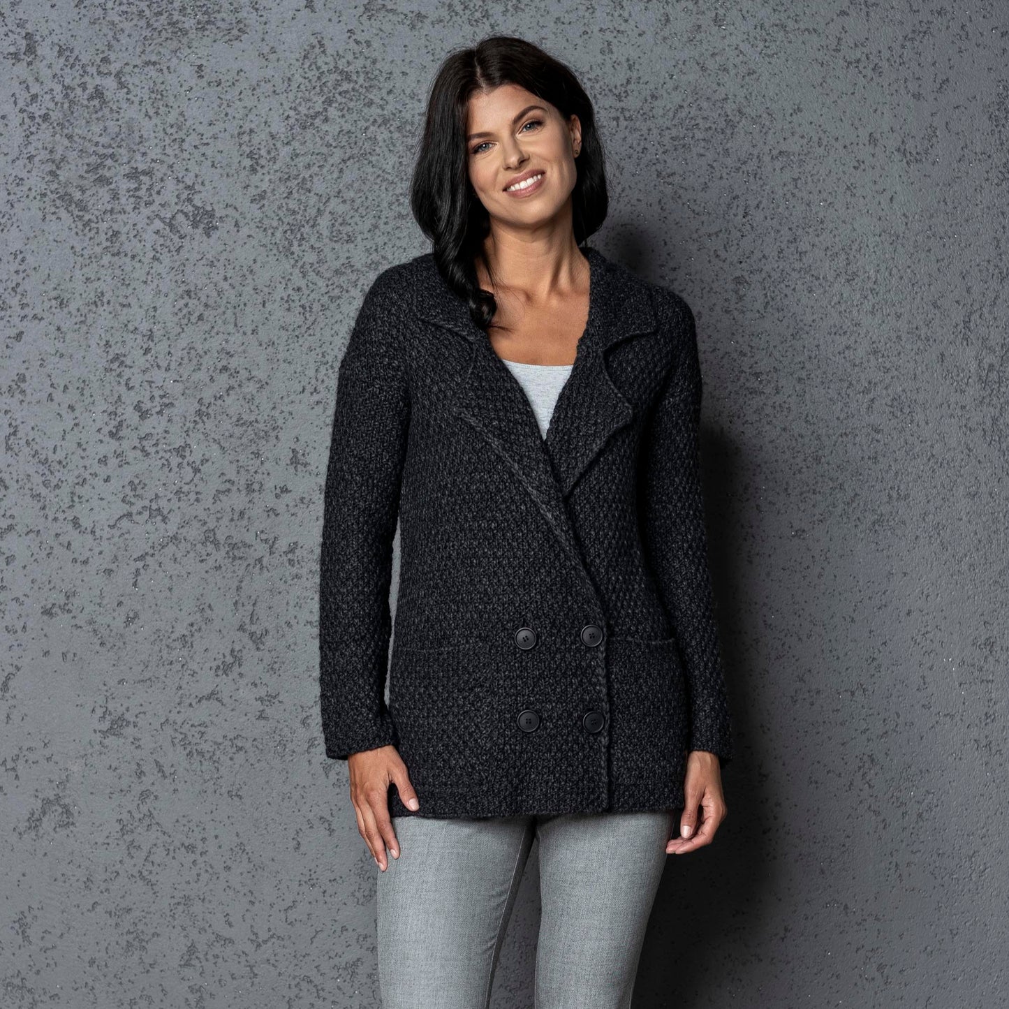 Knitted jacket cardigan Ruth - dark gray
