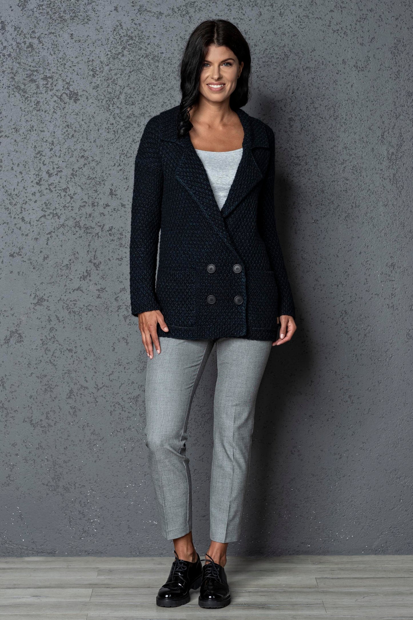 Knitted jacket cardigan Ruth - very dark green