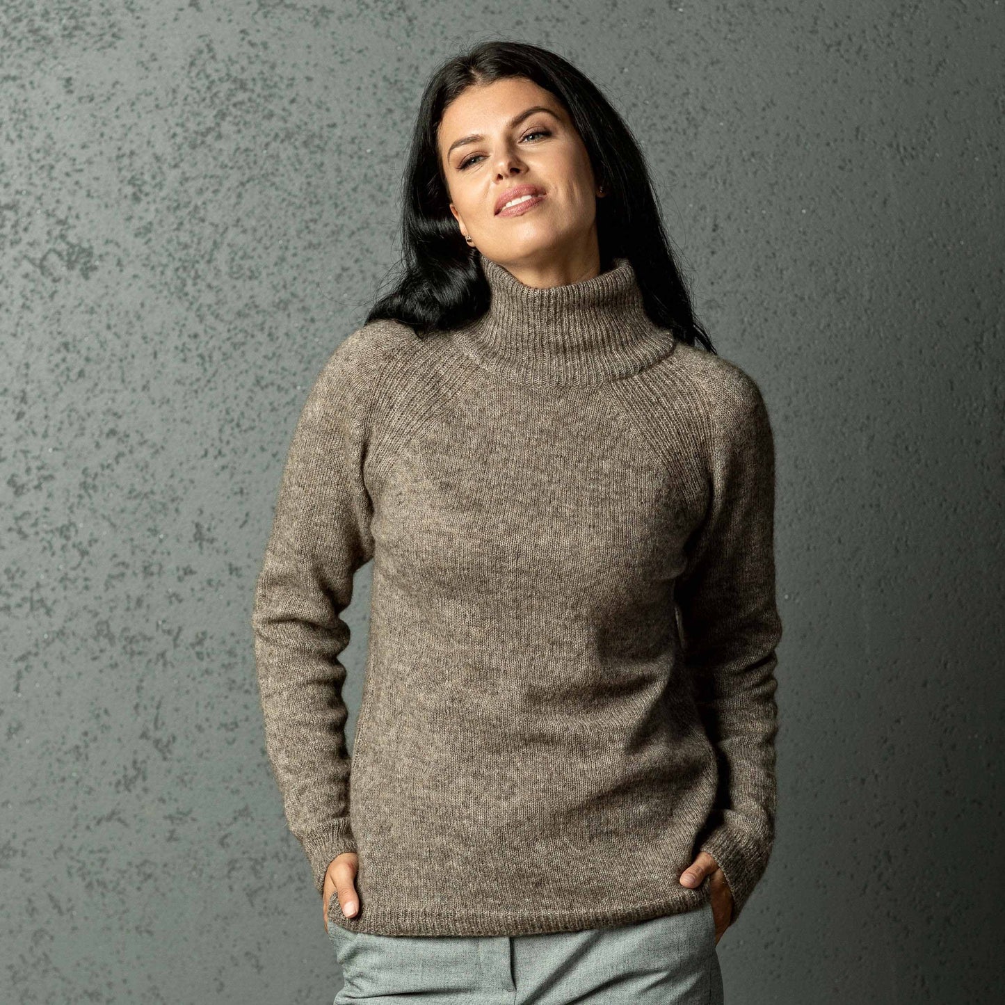 Alpaca wool knit sweater DREAM - cocoa