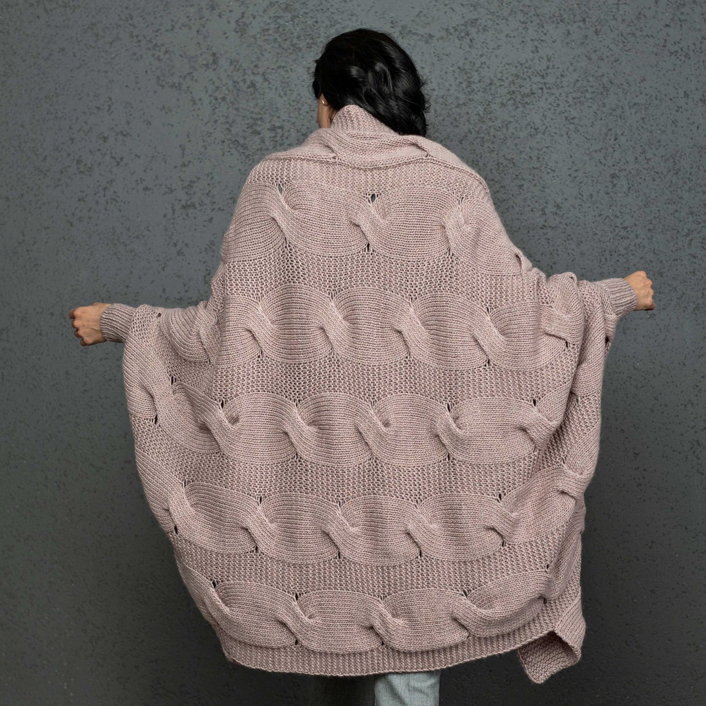 Knotty chunky knit cardigan oversized and forever go - ash rose!