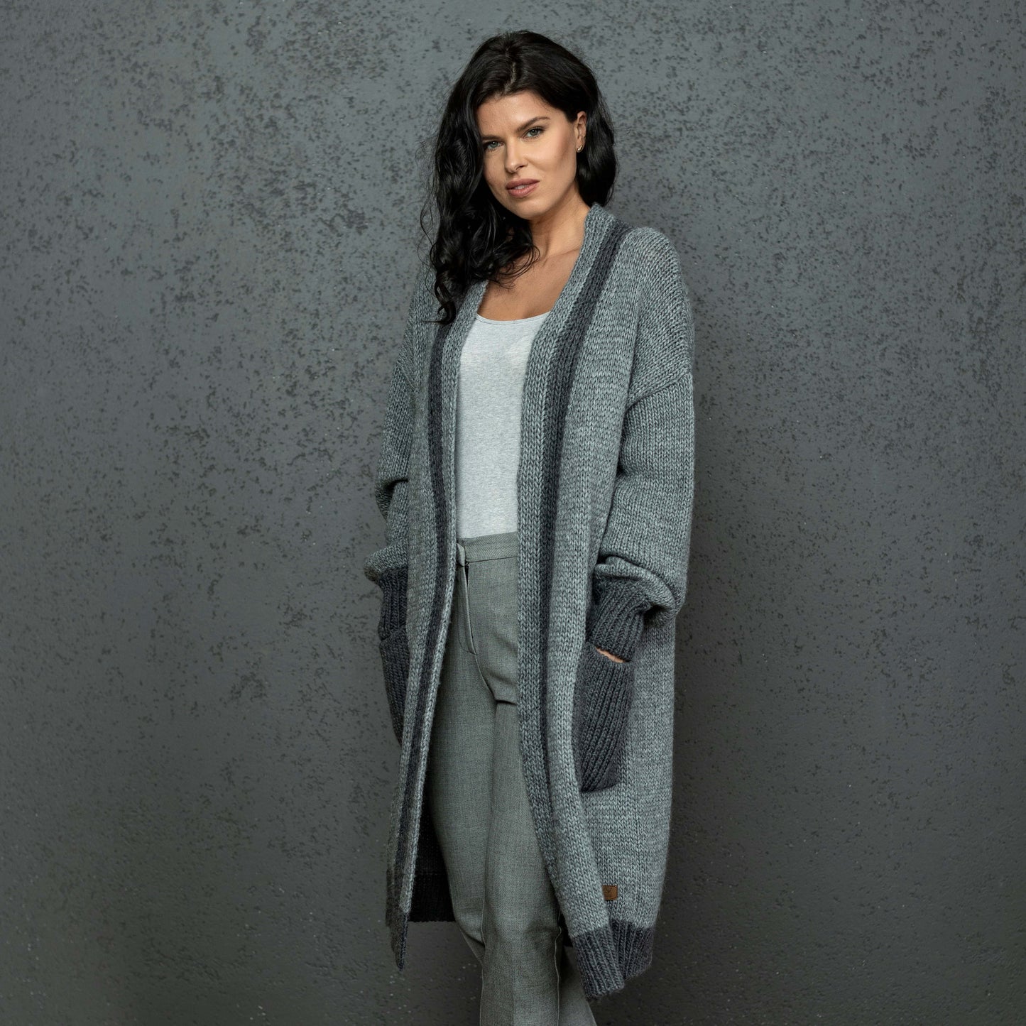 Chunky knit oversized cardigan Natalie - gray!