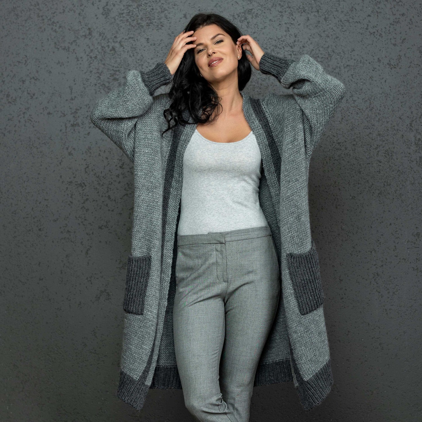 Chunky knit oversized cardigan Natalie - gray!