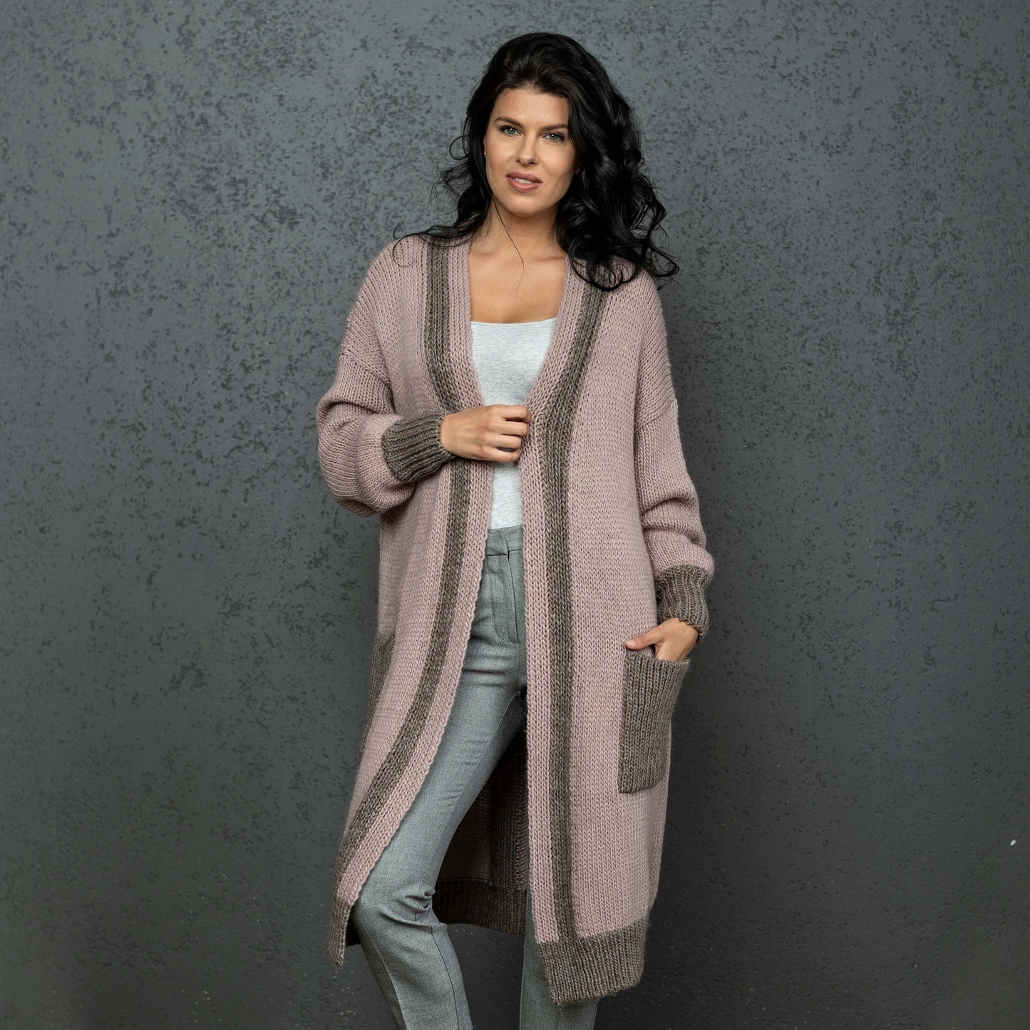 Chunky knit oversized cardigan Natalie - dusty rose!