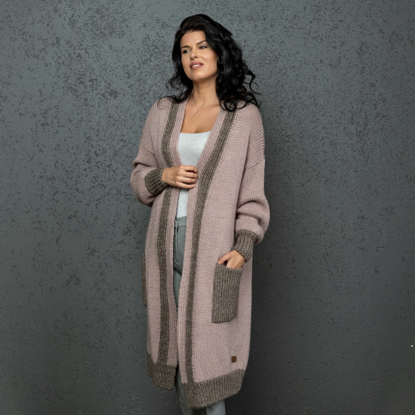 Chunky knit oversized cardigan Natalie - dusty rose!