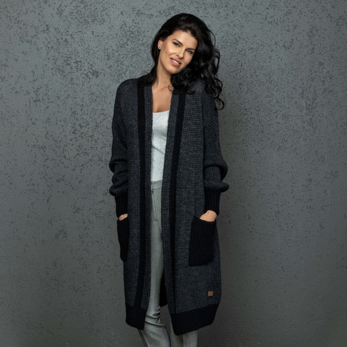 Chunky knit oversized cardigan Natalie - dark gray!