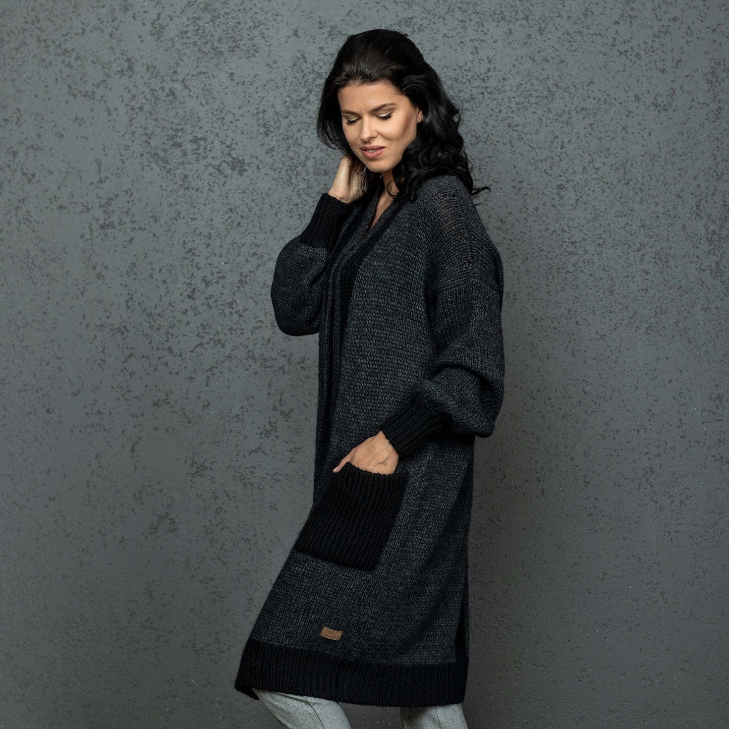 Chunky knit oversized cardigan Natalie - dark gray!