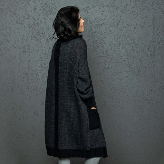 Chunky knit oversized cardigan Natalie - dark gray!