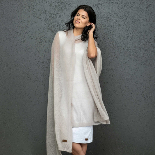 Mohair wool scarf wide and lightweight - Corsica ashrose