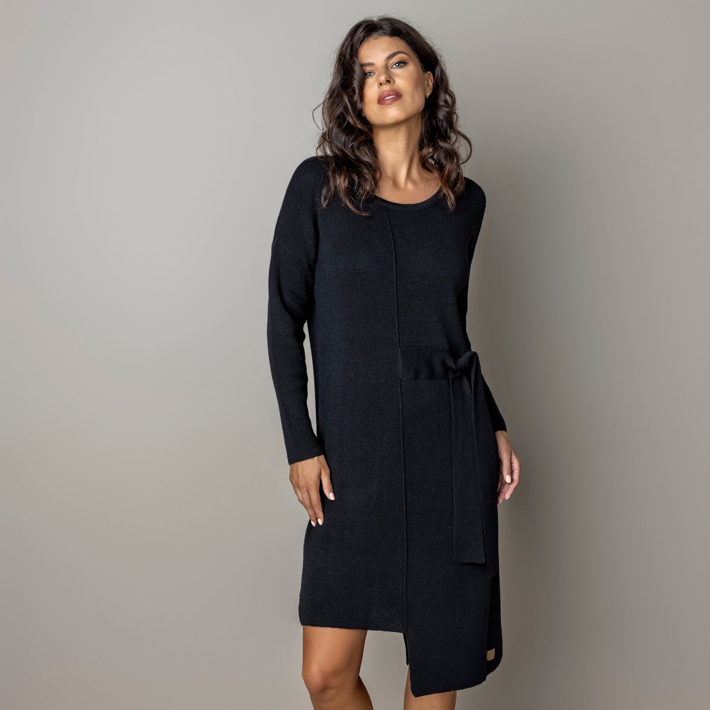 Thin knit dress CLAUDIA - amazingly soft beauty 100 % merino wool - black