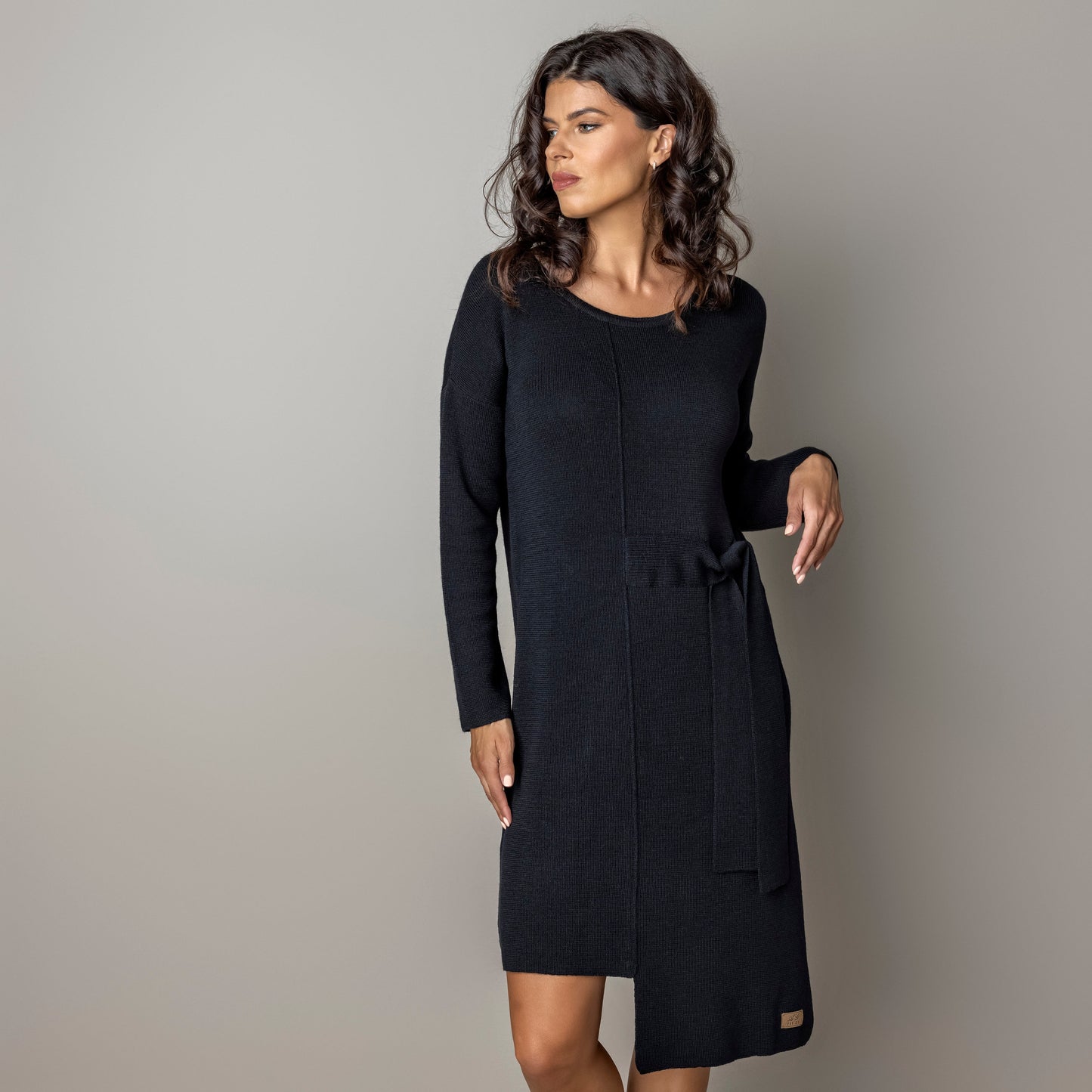 Thin knit dress CLAUDIA - amazingly soft beauty 100 % merino wool - black
