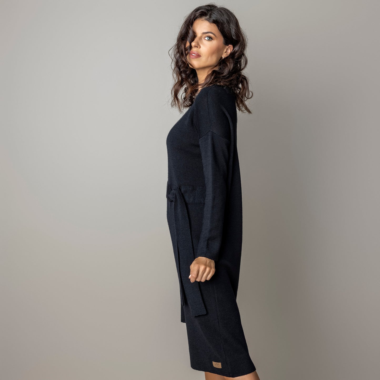 Thin knit dress CLAUDIA - amazingly soft beauty 100 % merino wool - black