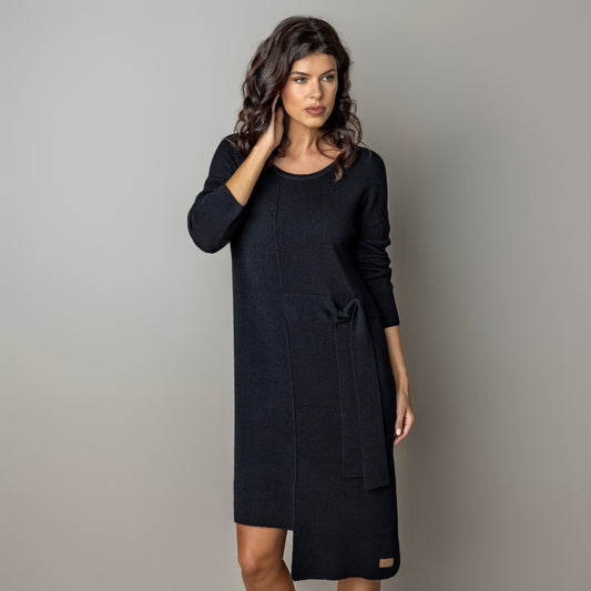 Thin knit dress CLAUDIA - amazingly soft beauty 100 % merino wool - black