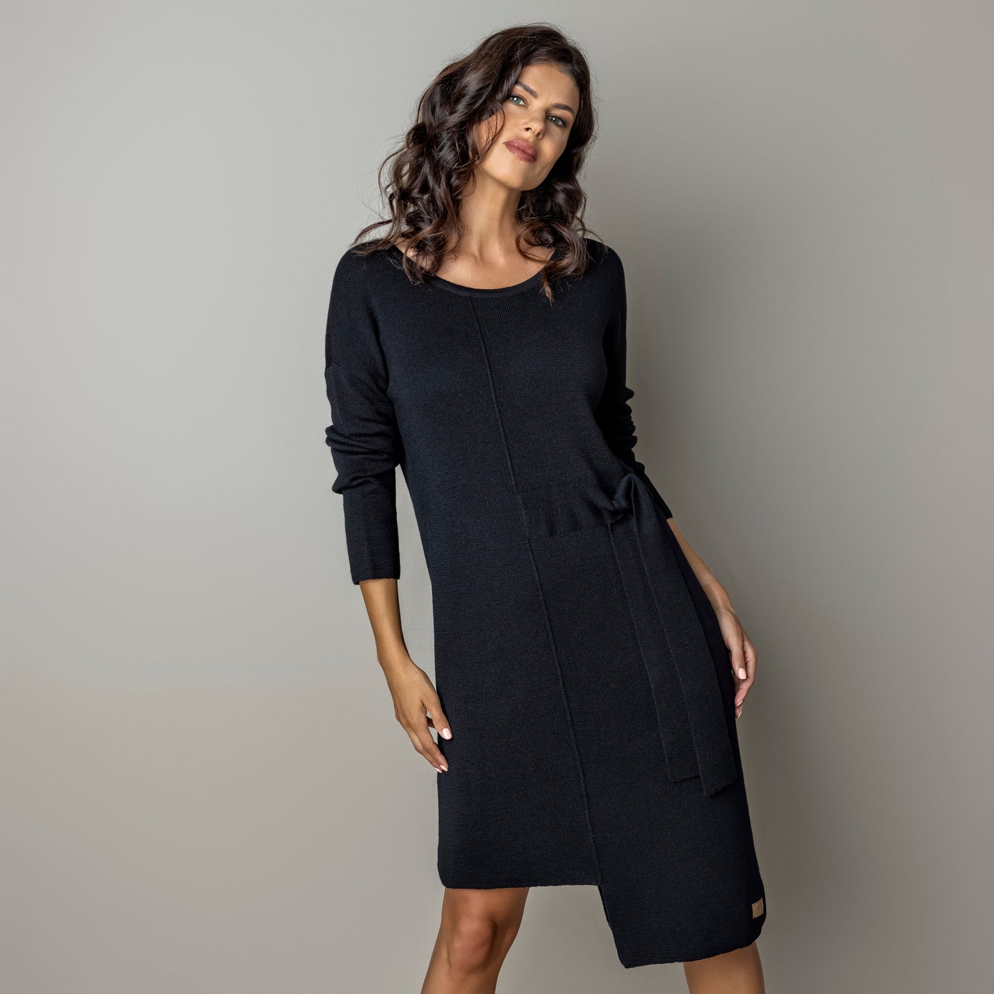 Thin knit dress CLAUDIA - amazingly soft beauty 100 % merino wool - black