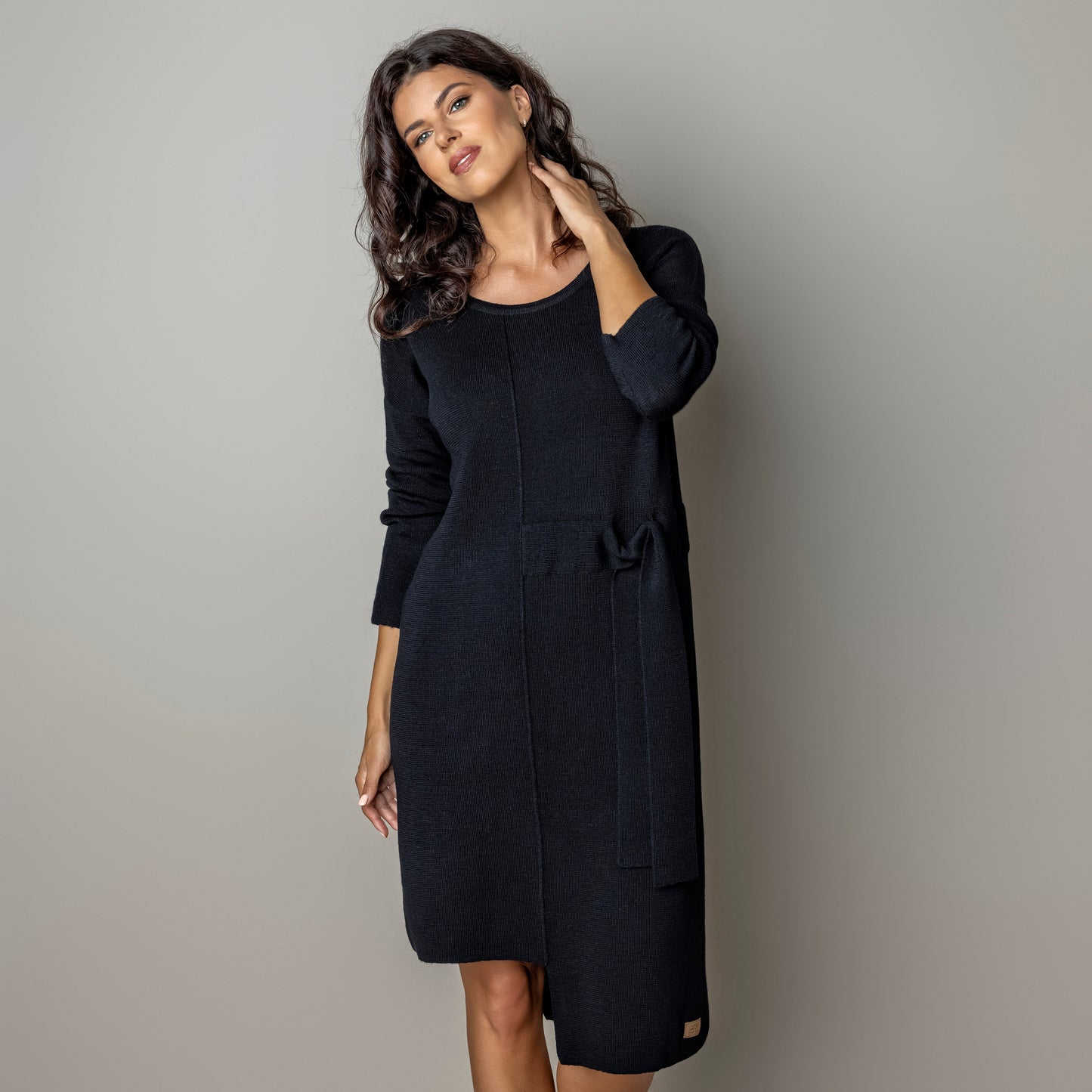 Thin knit dress CLAUDIA - amazingly soft beauty 100 % merino wool - black