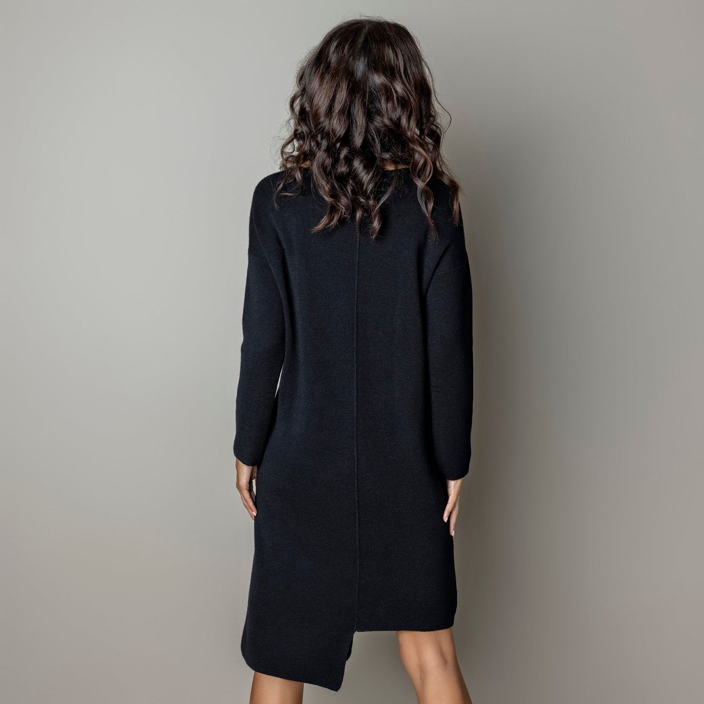 Thin knit dress CLAUDIA - amazingly soft beauty 100 % merino wool - black