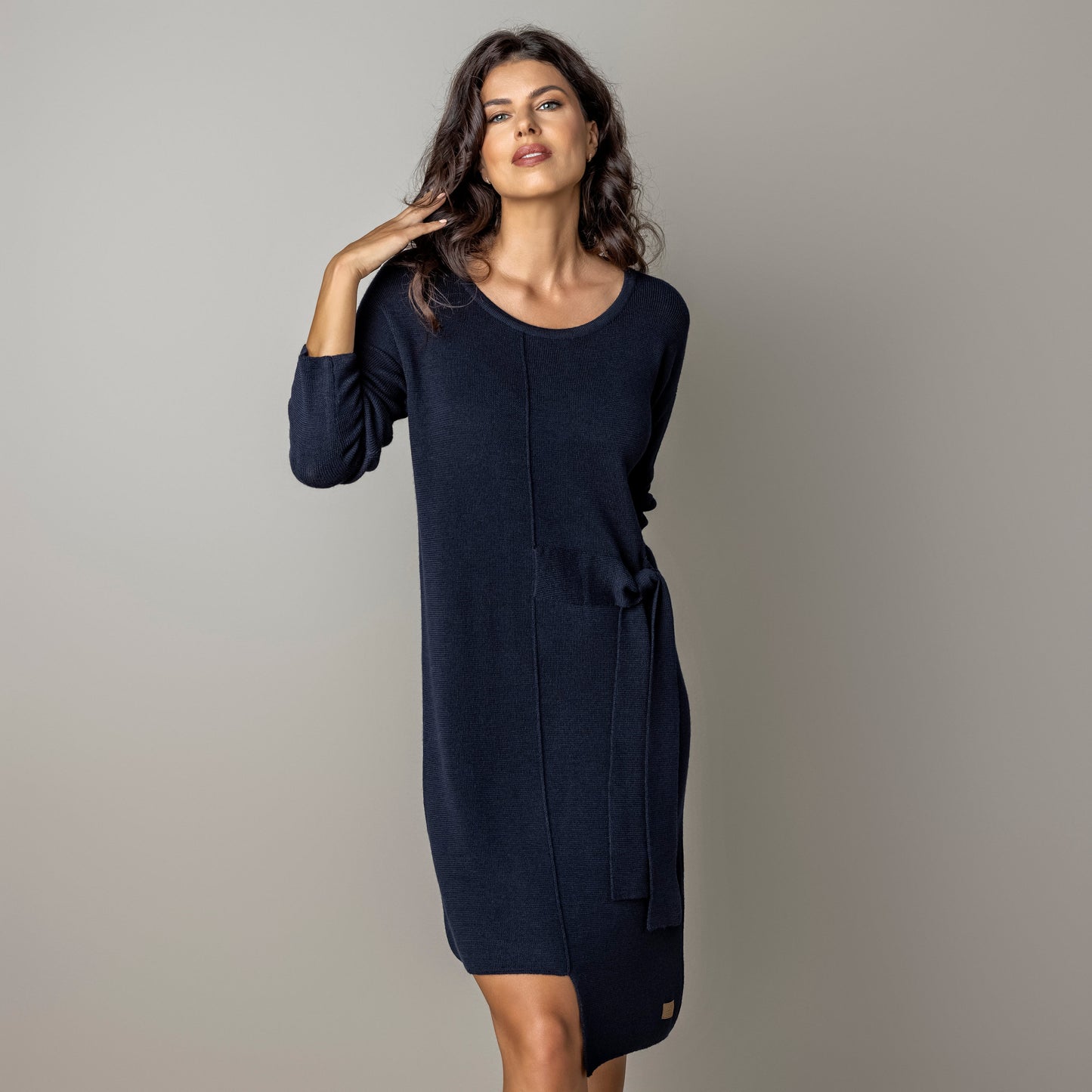 Thin knit dress CLAUDIA - amazingly soft beauty 100 % merino wool - dark blue