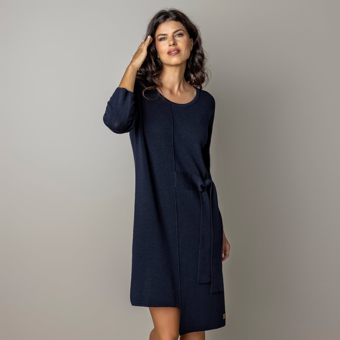 Thin knit dress CLAUDIA - amazingly soft beauty 100 % merino wool - dark blue