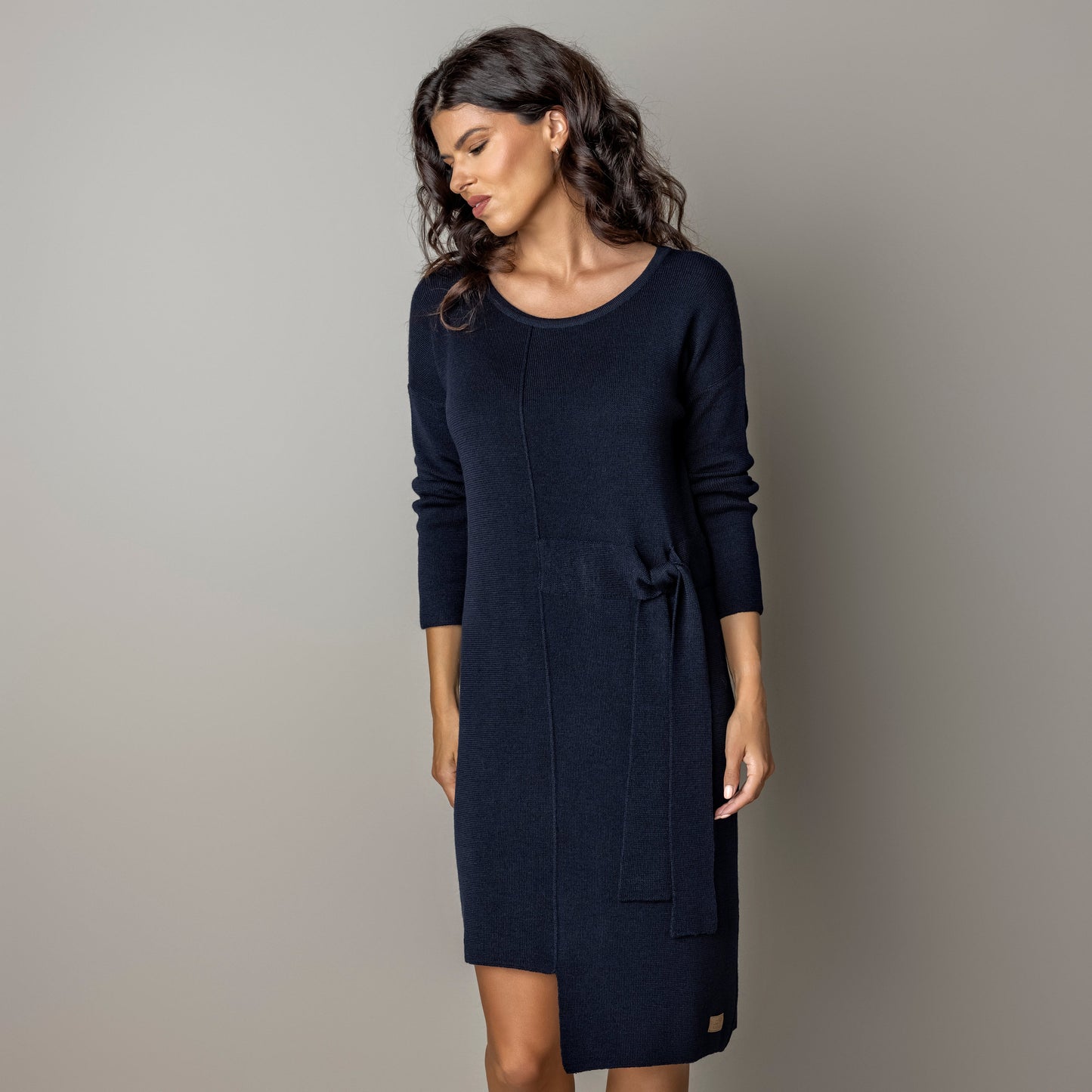 Thin knit dress CLAUDIA - amazingly soft beauty 100 % merino wool - dark blue