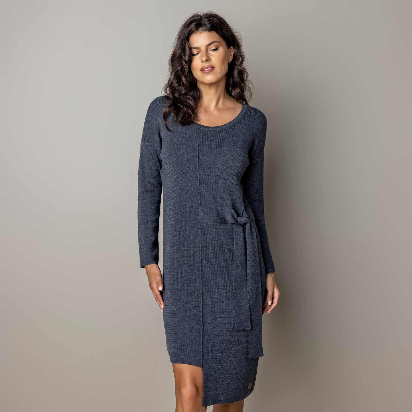 Thin knit dress CLAUDIA - amazingly soft beauty 100 % merino wool - graphite