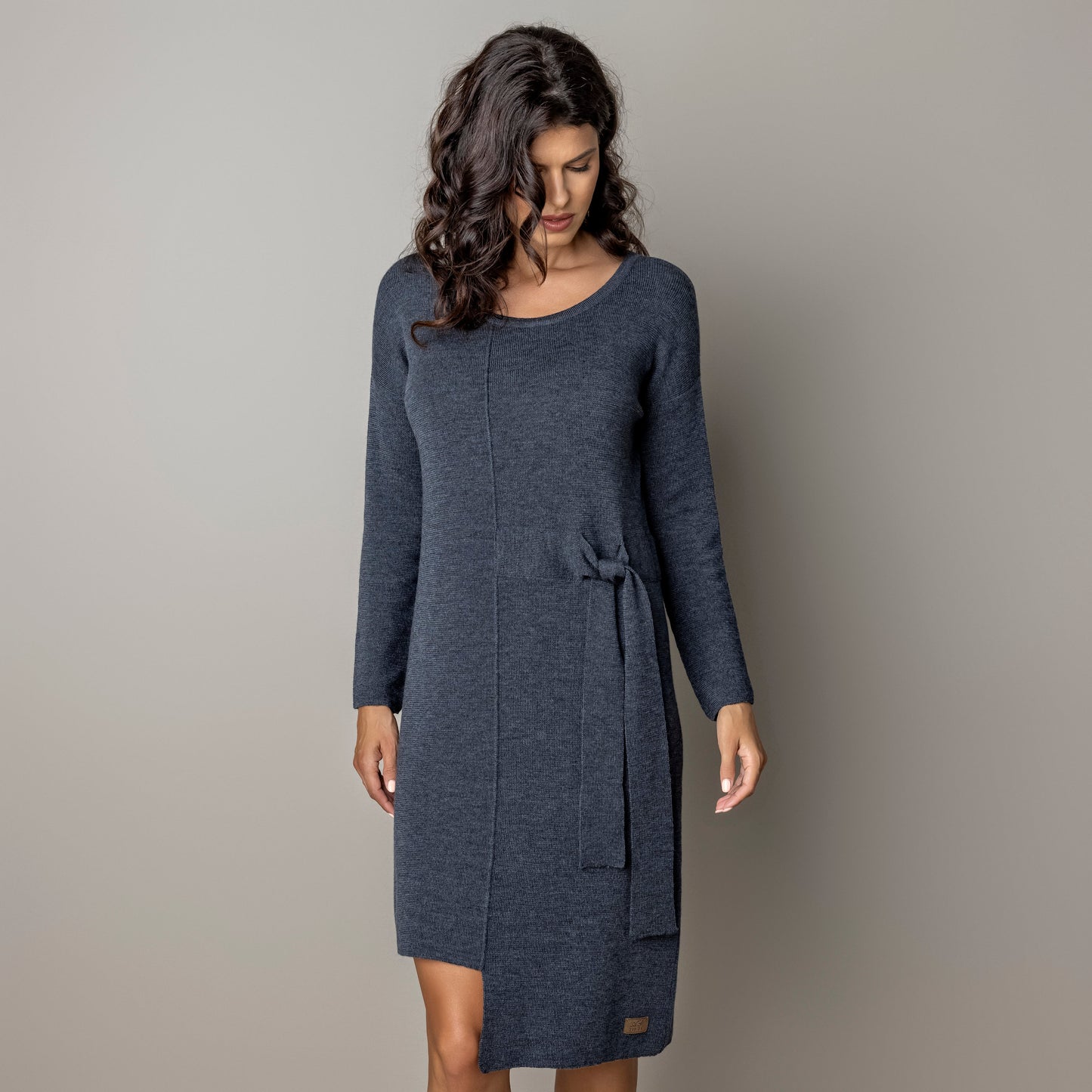 Thin knit dress CLAUDIA - amazingly soft beauty 100 % merino wool - graphite