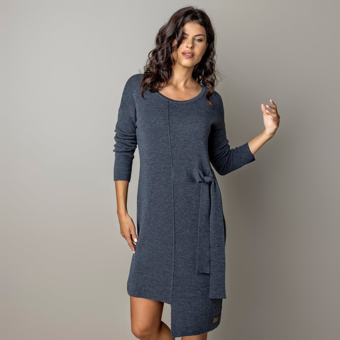 Thin knit dress CLAUDIA - amazingly soft beauty 100 % merino wool - graphite