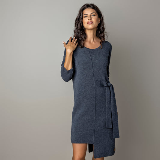 Thin knit dress CLAUDIA - amazingly soft beauty 100 % merino wool - graphite