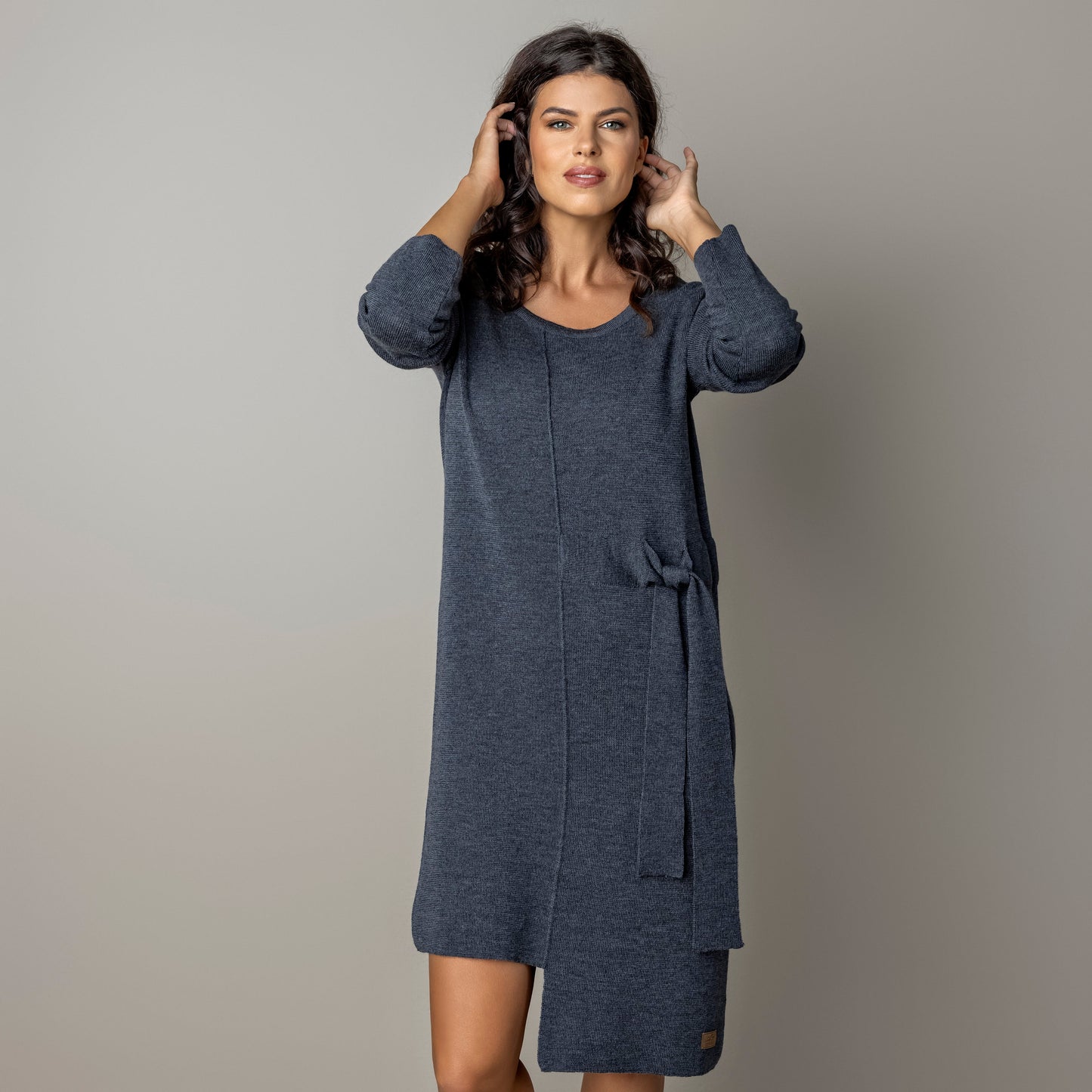 Thin knit dress CLAUDIA - amazingly soft beauty 100 % merino wool - graphite