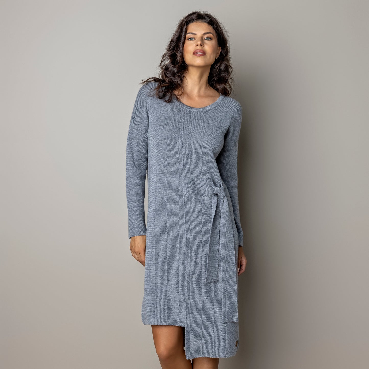Thin knit dress CLAUDIA - amazingly soft beauty 100 % merino wool, light gray
