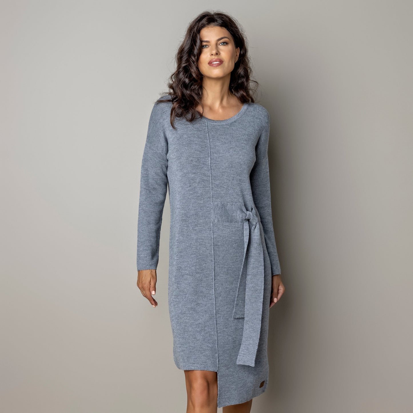Thin knit dress CLAUDIA - amazingly soft beauty 100 % merino wool, light gray